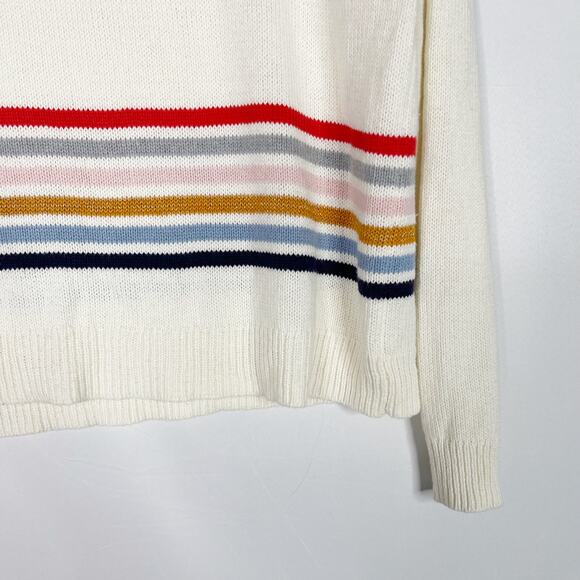 1901 Girls XLarge XL 14-16 Cream Striped Chest Statement Pullover Sweater Multi - Picture 6 of 9